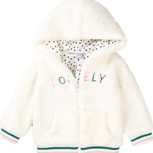Mikina dívčí s kapucí chlupatá, Minoti, Lovely 8, bílá – 92/98 | 2/3let