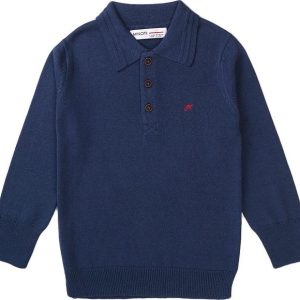 Tričko chlapecké Polo s dlouhým rukávem, Minoti, Retro 1, modrá – 98/104 | 3/4let