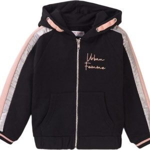 Mikina dívčí s kapucí celopropínací, Minoti, Urban 2, černá – 158/164 | 13/14let
