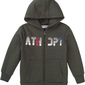 Mikina chlapecká s kapucí, Minoti, 7BZTHRU 6, khaki – 98/104 | 3/4let