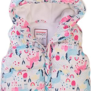 Vesta dívčí Puffa s kapucí, Minoti, 8GGILET 4, bílá – 86/92 | 18-24m