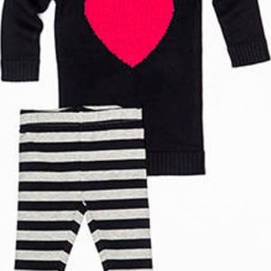 Dívčí set: šatovka z úpletu, legíny, Minoti, LITTLE 8, modrá – 68/80 | 6-12m