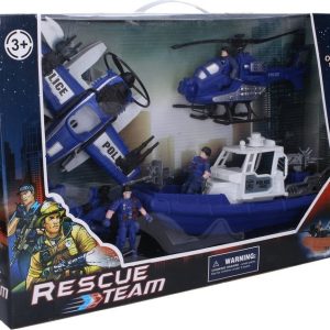 Policejní set s figurkami člun 33 cm, Wiky, W013365