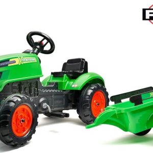 Šlapací traktor s vlečnou a otevírací kapotou zelený, Falk, W011256
