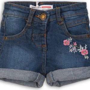 Kraťasy dívčí džínové s elastenem, Minoti, DITSY 1, modrá – 68/80 | 6-12m