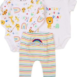 Kojenecký set – body 2 kusy a tepláky, Minoti, Smiling 5, bílá – 62/68 | 3-6m