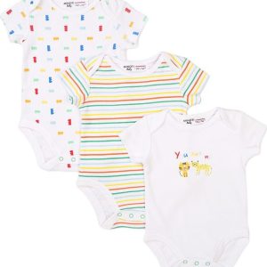 Body kojenecké 3pack, Minoti, Smiling 8, bílá – 74/80 | 9-12m