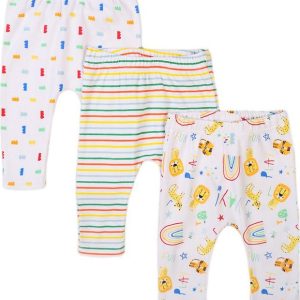 Kalhoty kojenecké 3pack, Minoti, Smiling 9, bílá – 74/80 | 9-12m