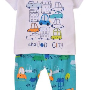 Kojenecký set – tričko a tepláky, Minoti, Transport 1, modrá – 56/62 | 0-3m