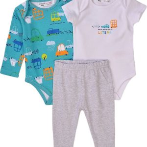 Kojenecký set – body 2 kusy a tepláky, Minoti, Transport 4, modrá – 74/80 | 9-12m