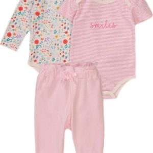 Kojenecký set – body 2 kusy a tepláky, Minoti, Garden 4, růžová – 62/68 | 3-6m