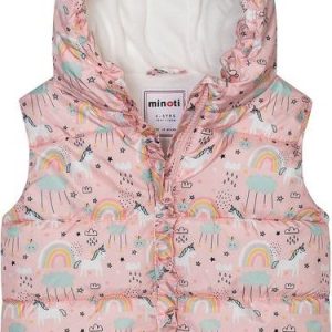 Vesta dívčí nylonová Puffa podšitá microfleecem, Minoti, 12GILET 15, růžová – 98/104 | 3/4let