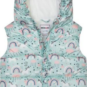 Vesta dívčí nylonová Puffa podšitá microfleecem, Minoti, 12GILET 18, modrá – 98/104 | 3/4let