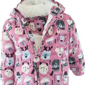 bunda zimní dívčí s kožíškem, Pidilidi, PD1130, růžová – 98 | 3roky