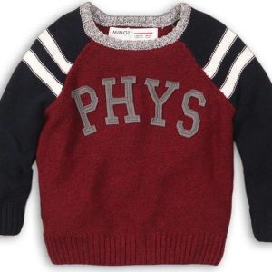 Svetr chlapecký s kontrastními rukávy, Minoti, ALLSTAR 6, červená – 92/98 | 2/3let