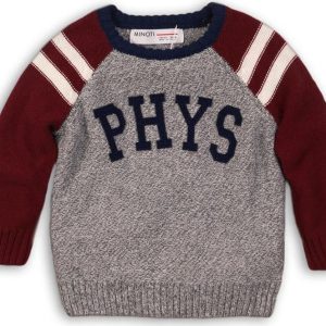 Svetr chlapecký s kontrastními rukávy, Minoti, ALLSTAR 6, šedá – 80/86 | 12-18m