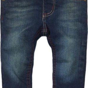 Kalhoty chlapecké džínové s elastenem a barevným prošíváním, Minoti, ALLSTAR 9, tmavě modrá – 68/80 | 6-12m