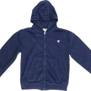 Mikina divčí s kapucí celopropínací, Minoti, 10ZIPEMB 4, modrá – 98/104 | 3/4let