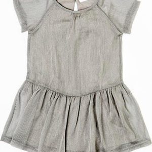 Šatý dívčí s krátkým rukávem, řasená sukně, Minoti, ROSEWOOD 6, šedá – 98/104 | 3/4let