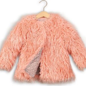 Kabát dívčí chlupatý, Minoti, ROSEWOOD 7, růžová – 104/110 | 4/5let