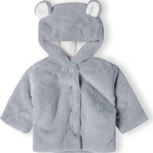 Kabátek kojenecký chlupatý s podšívkou, Minoti, babyprem 27, šedá – 68/74 | 6-9m