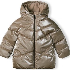 Kabát dívčí prošívaný Puffa s chlupatou podšívkou, Minoti, 16coat 20, hnědá – 98/104 | 3/4let