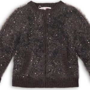 Bunda dívčí chlupatá do pasu, celopropínací, Minoti, ARTISAN 1, šedá – 98/104 | 3/4let