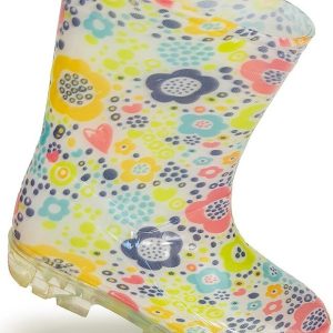 dívčí holínky PVC – potisk květiny, Pidilidi, PL0038-13, bílá – 35