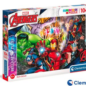 Clementoni – Puzzle 104 Brilliant, Marvel, Clementoni, W023671