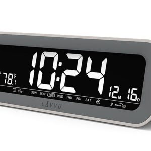 Šedý digitální budík LAVVU SMART do sítě s rádiem LAD4011