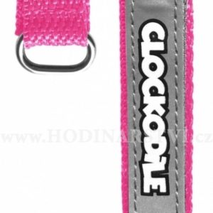 Reflexní růžový řemínek na suchý zip k dětským hodinkám CLOCKODILE CSX0024