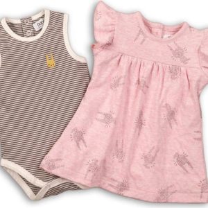 Dívčí set, body a šaty, Minoti, CROWN 4, růžová – 86/92 | 18-24m