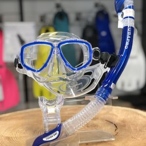 Maska Ecco + šnorchl Fusion Dry Modrý Set