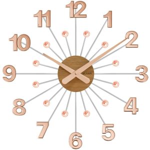 VLAHA VCT1086 – Dřevěné Rosegold hodiny s kameny DESIGN vyrobené v Čechách