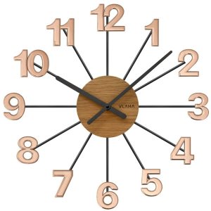 VLAHA VCT1074 – Dřevěné růžovo-černé hodiny DESIGN vyrobené v Čechách
