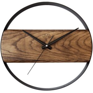 JVD NS22007.78 – Dřevěné hodiny s kovovou obručí
