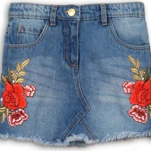 Sukně dívčí džínová s výšivkami, Minoti, UTILITY 11, modrá – 98/104 | 3/4let