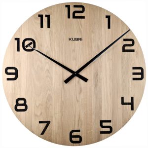 KUBRi 0191 – Obrovské hodiny z přírodního dubu s vynikající čitelností o průměru 80 cm
