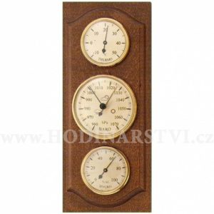 Barometr s teploměrem a vlhkoměrem na dřevěné podložce B203050