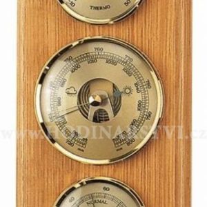 Barometr s teploměrem a vlhkoměrem na dřevěné podložce B203227