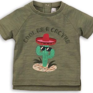 Tričko chlapecké s krátkým rukávem, Minoti, CACTUS 1, khaki – 80/86 | 12-18m
