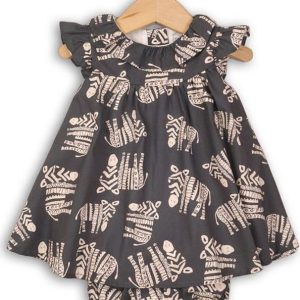 Šaty dívčí a kalhotky, Minoti, TRIBAL 1, šedá – 74/80 | 9-12m