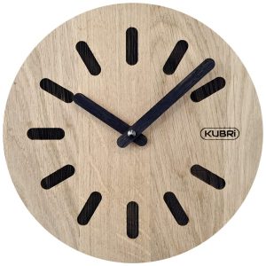 KUBRi 0170 – 20 cm hodiny z dubového masívu včetně dřevěných ručiček