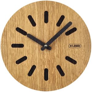 KUBRi 0173 – 32 cm hodiny z dubového masívu včetně dřevěných ručiček
