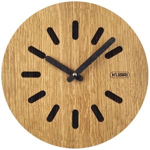 KUBRi 0175 – 44 cm hodiny z dubového masívu včetně dřevěných ručiček