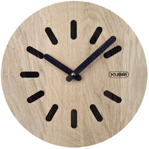 KUBRi 0174 – 44 cm hodiny z dubového masívu včetně dřevěných ručiček