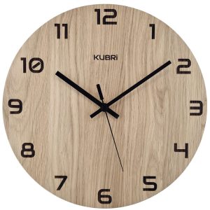 KUBRi HRC0029A – Dubové hodiny řízené signálem s tichým chodem
