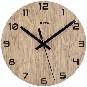KUBRi HRC0057B – Dubové hodiny řízené signálem s tichým chodem