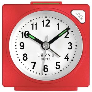 LAVVU LAS3047 – Červený budík SWEEP s plynulým chodem – 3 ROKY ZÁRUKA!