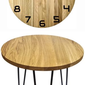 KUBRi 0601 – 60 cm dubový stolek a nástěnné hodiny